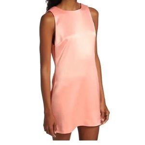 ALICE + OLIVIA Lita Satin Shift Dress in English Rose Size Large